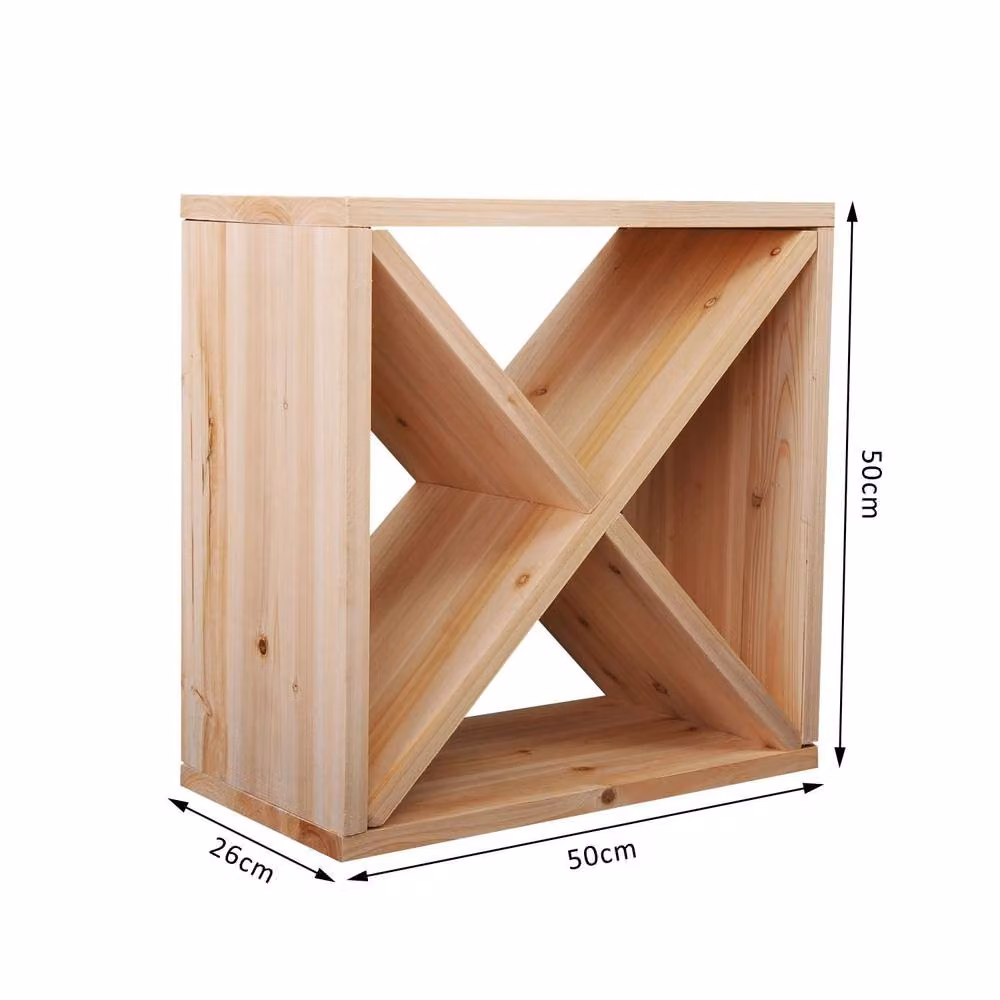 HOMCOM 24 Bottle Rustic Pine Wood Wine Rack in Brown – 2