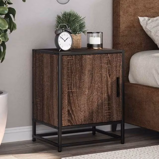 Berkfield Home Set of 2 Brown Oak Bedside Cabinets, W/D/H: 40 x 31 x 50 cm – 1
