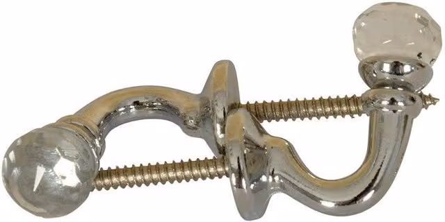 Terrys Silver Metal Wall Mounted Tie Back Hooks (Pair)