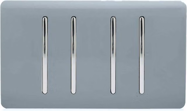 Trendi 4 Gang Rocker Light Switch, 10 Amp, Cool Grey