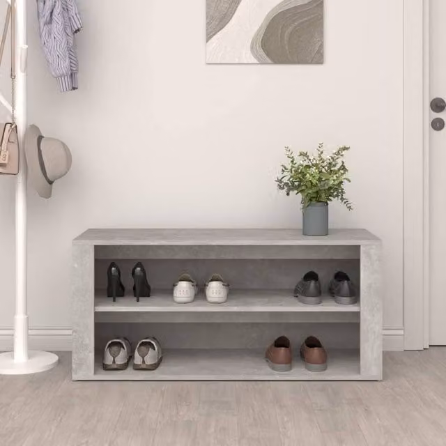 Berkfield Home Modern Grey MDF Shoe Rack, W/D/H: 100 x 35 x 45 cm