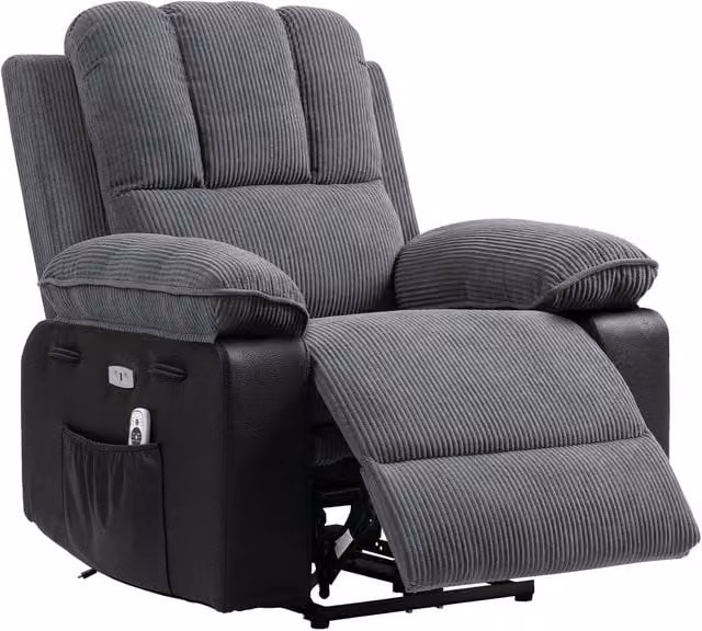 KEEPREAPER Comfortable Power Recliner Chair with 8-Point Massage and Heating in Grey – 1