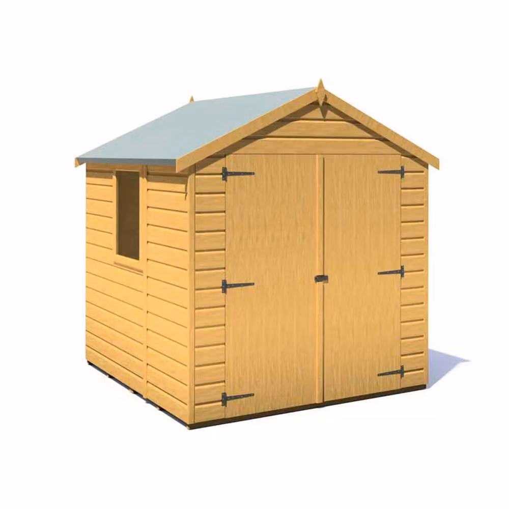 Shires Arran Brown Wooden Garden Shed Workshop with Double Doors W: 182.8 cm, D: 182.8 cm, H: 206.7 cm – 2