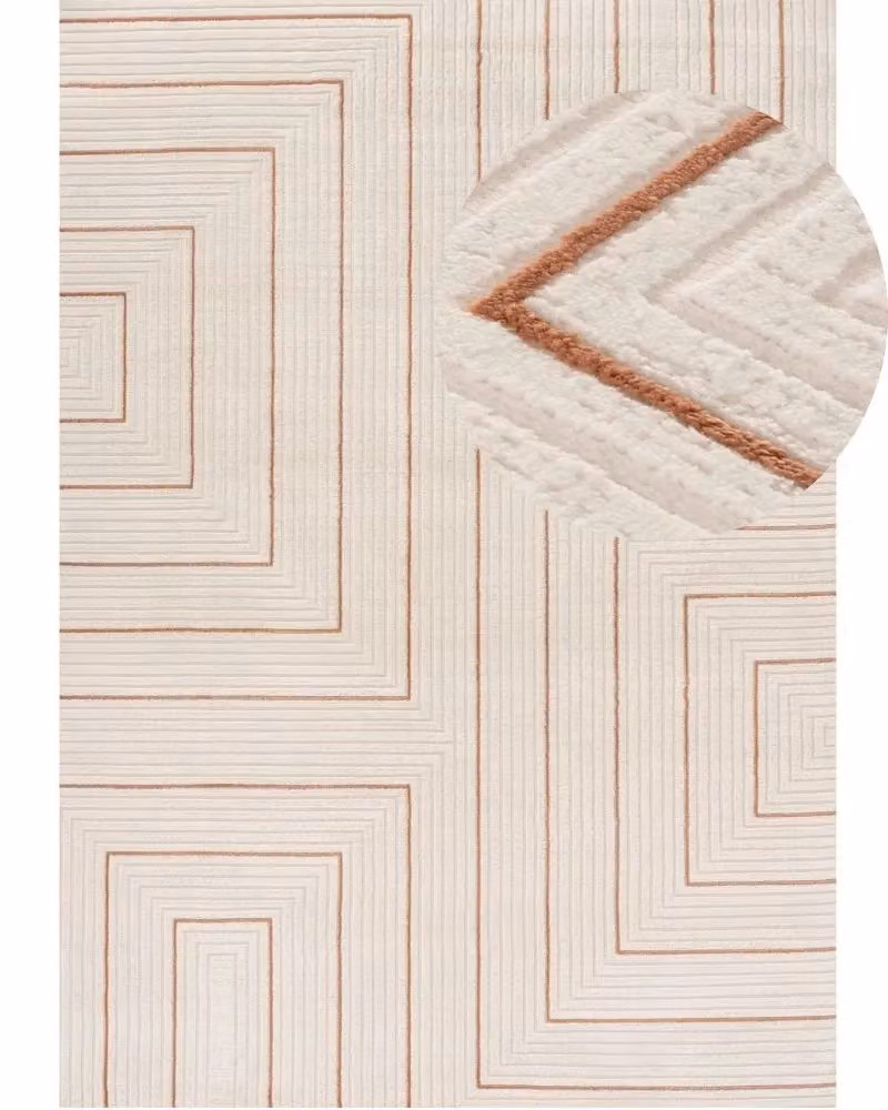 THE RUGS Carmel Modern Geometric Stain Resistant Area Rug in Terracotta, W: 120 cm, L: 170 cm – 2