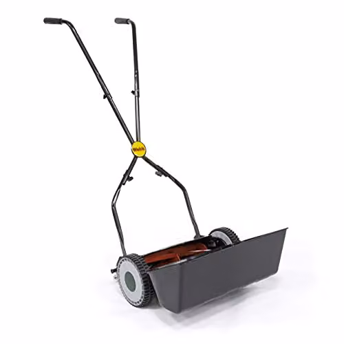 Webb WEH30 Sidewheel Manual Hand Push Cylinder Lawnmower in Black and Green with 4 Cutting Heights, 30cm Cutting Width and 17L Collection Bag