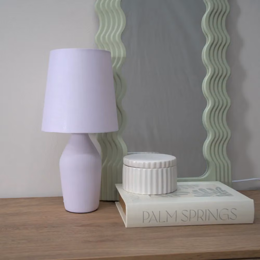 ValueLights Arlo Pair of Lilac Ceramic Table Lamps with Fabric Shades – 4