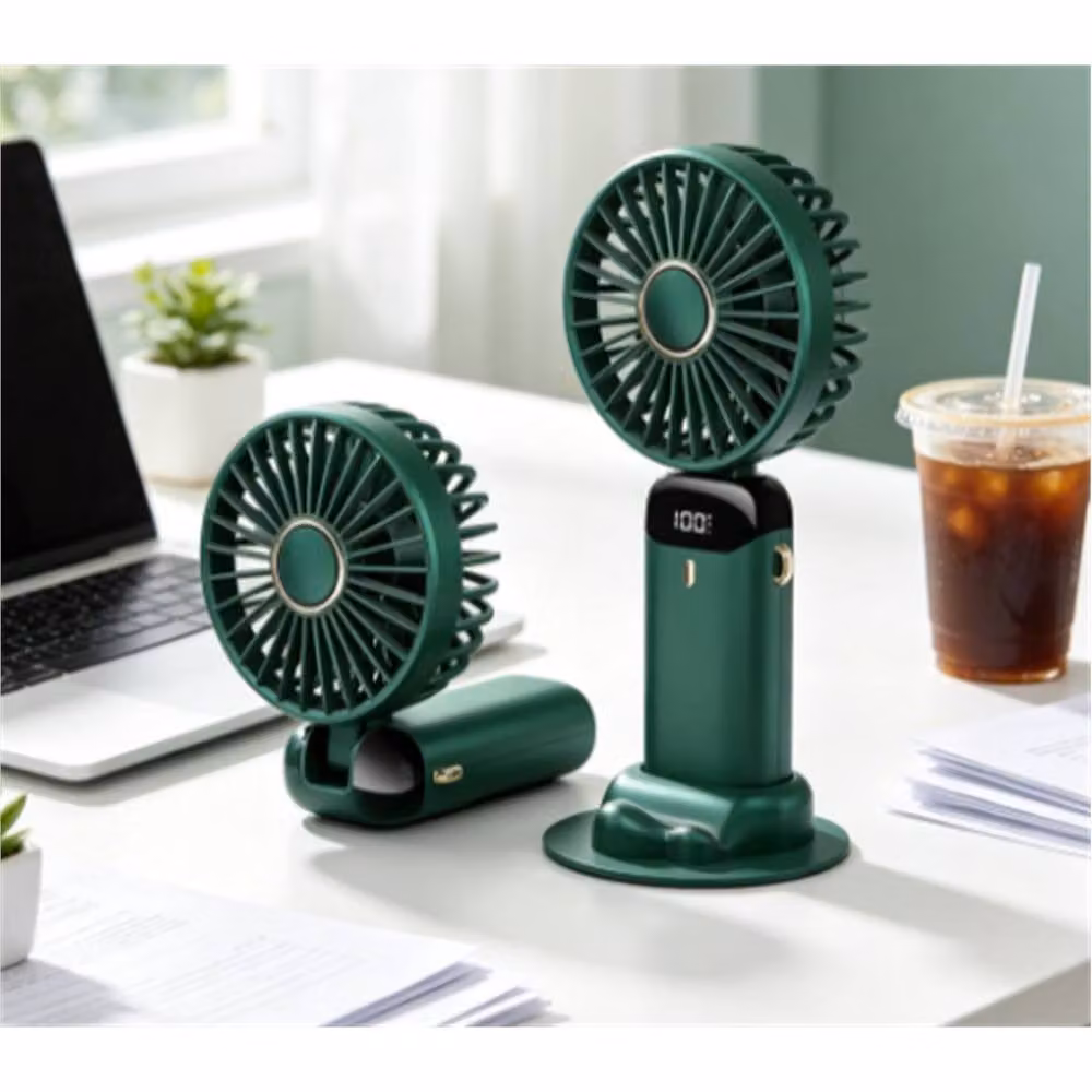 FLAVORA Green Mini Rechargeable Portable Handheld Fan – 6