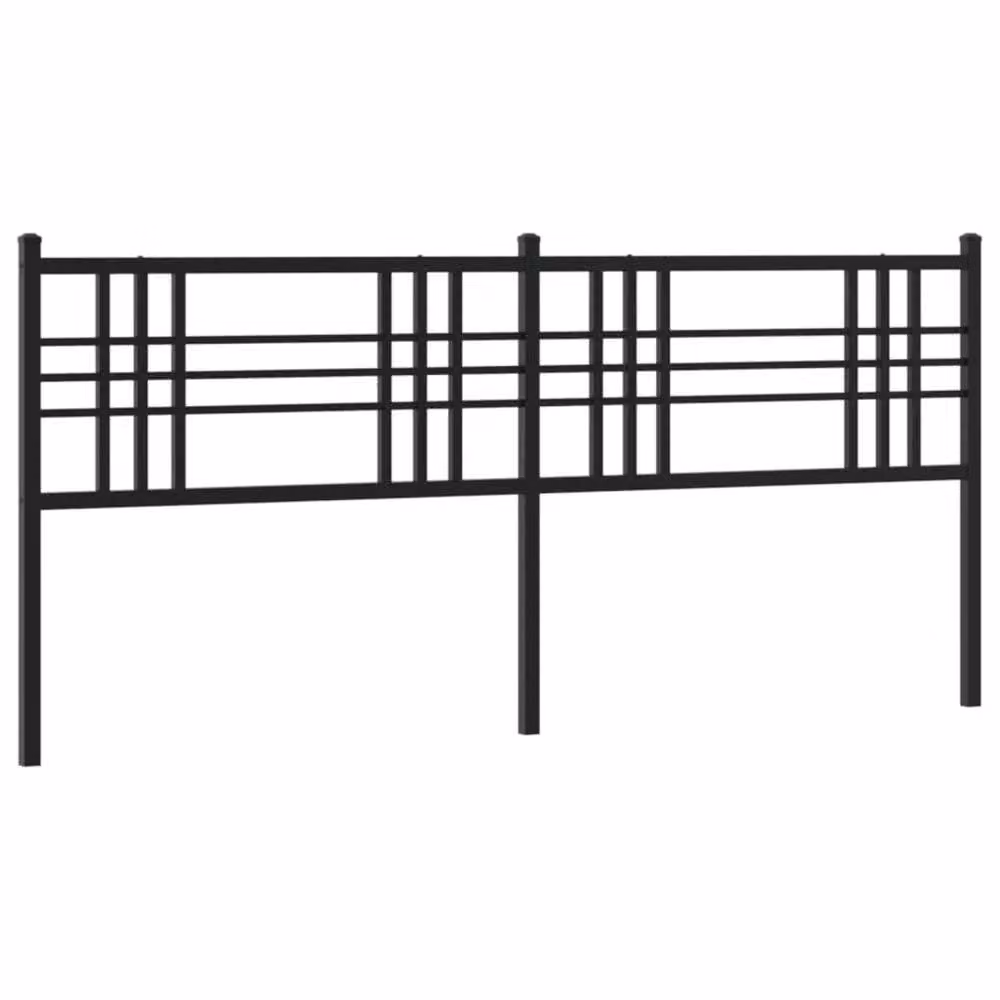 Berkfield Home Modern Geometric Metal Headboard in Matt Black, 200cm – 3