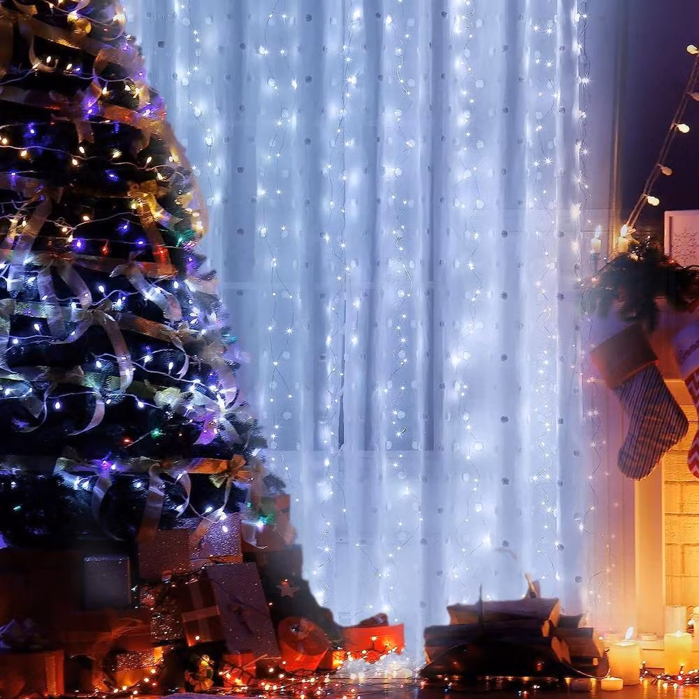 Garwarm Cool White LED Curtain String Lights with 300 LEDs and 8 Modes – 2