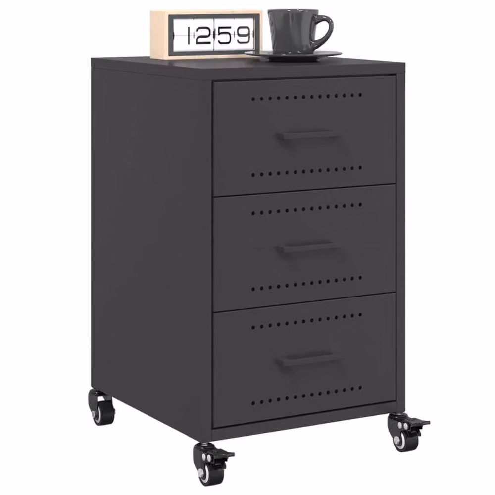 Berkfield Home Black Metal Bedside Cabinet W/D/H: 36 x 39 x 59 cm – 4
