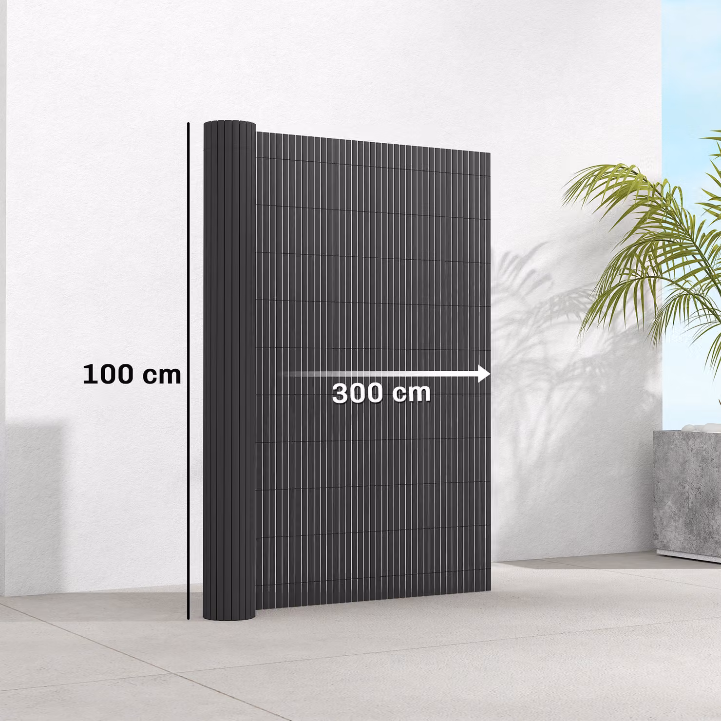 Outsunny 2-Piece Plastic Privacy Screening Fence, Waterproof Windbreak, Anthracite Grey, W: 3 m, H: 1 m – 3