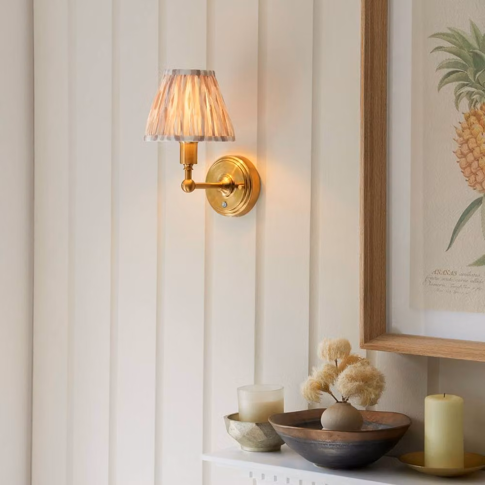 Netlighting Burley Rechargeable LED Wall Light with Fabric Ikat Shade in Gold/Brass – 2