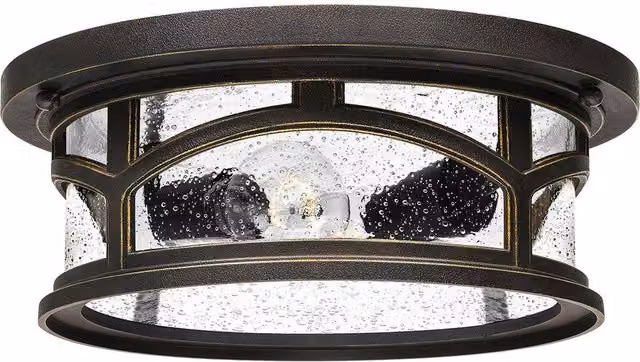 Elstead Marblehead 2 Light Flush Mount Ceiling Light in Bronze Finish with E27 Bulb Holder