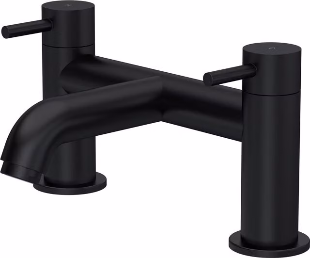 Balterley Round Minimalist Deck Mounted Single Lever Bath Filler Tap, Matt Black – 1
