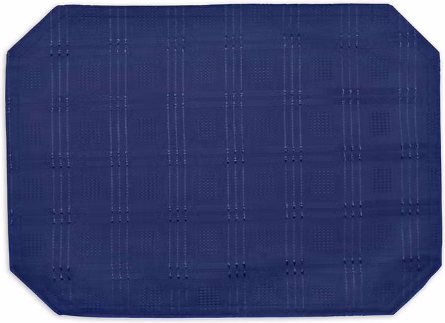 Kitchen Trends Modern Jacquard Hampton Tablecloth and 2 Placemats Set in Navy Blue