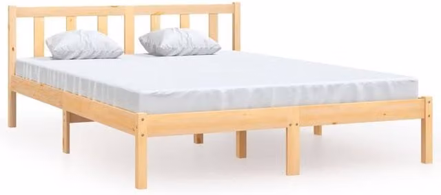 Berkfield Home King Size Solid Wood Pine Bed Frame in Light Brown, W/D/H: 150 x 200 cm