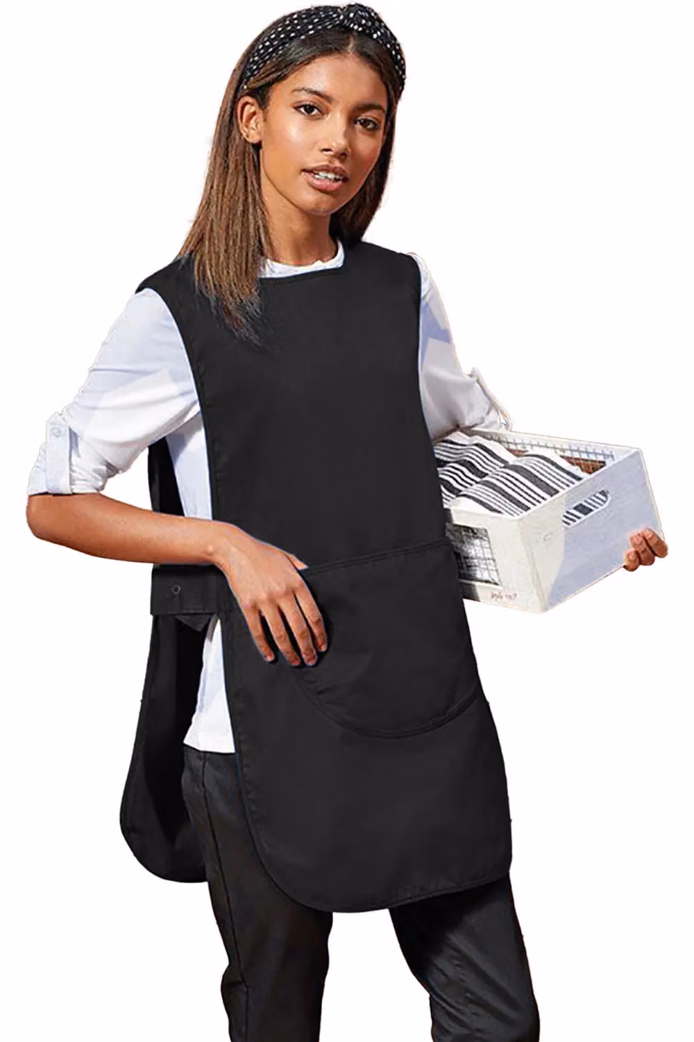 Premier Women's Long Length Pocket Tabard Workwear in Black, Size: XL – 2