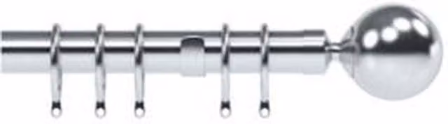 NewEdgeBlinds Nikola Satin Silver Ball End Metal Curtain Pole Set, Silver, 400cm