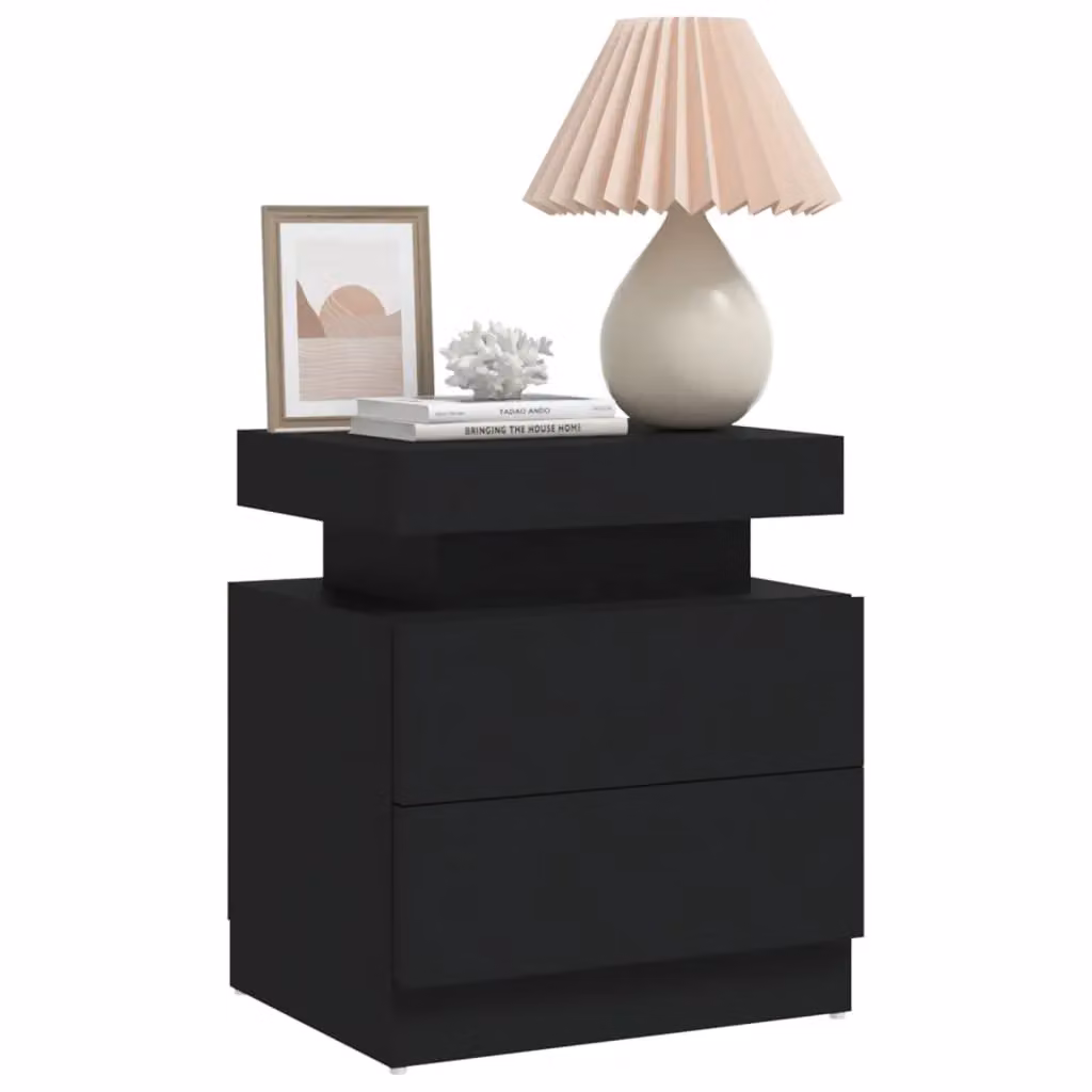 Berkfield Home Black Modern Bedside Cabinet W/D/H: 45 x 35 x 52 cm – 3