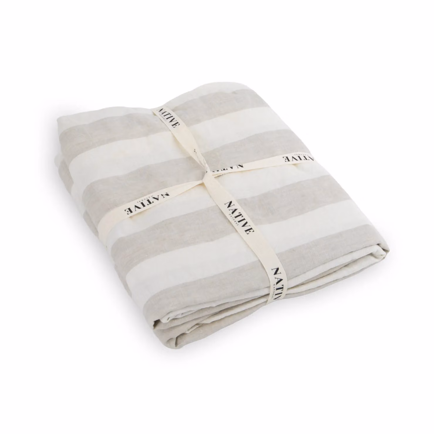 Native Natural Striped 100% Linen Single Duvet Cover in Off-White, W: 135 cm x L: 200 cm – 2