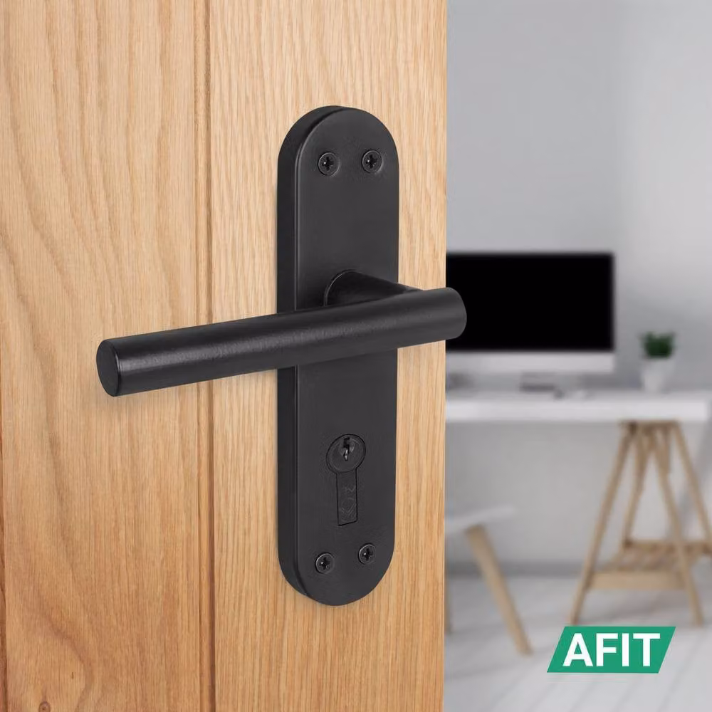 AFIT Matt Black T-Bar Door Handle with Euro Lock, Double Cylinder and Hinges, 150 x 150 mm – 5