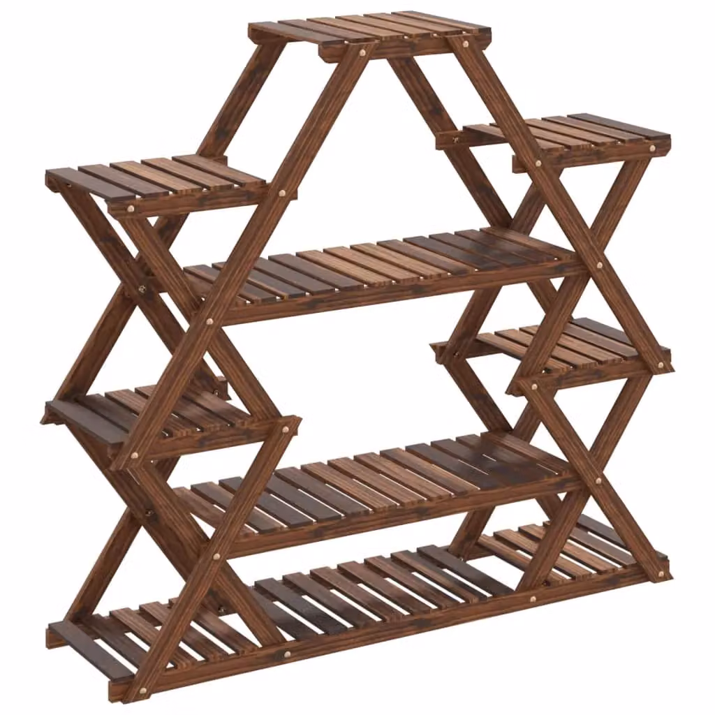Berkfield Home Retro Solid Fir Wood Flower Stand in Brown, W/D/H: 110 x 25 x 105 cm – 2