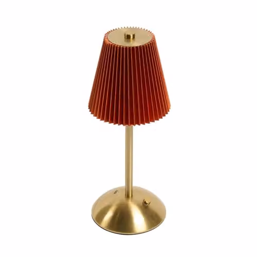 OHS Rechargeable USB Cordless LED Table Lamp in Burnt Orange and Rust with Gold/Brass Accents