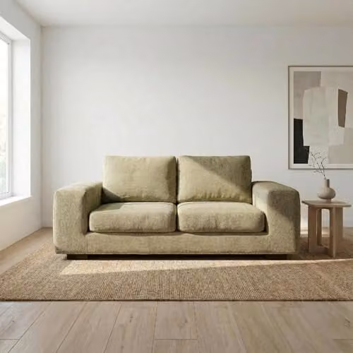 Abakus Direct Boston 3 Seater Modern Fabric Sofa in Green
