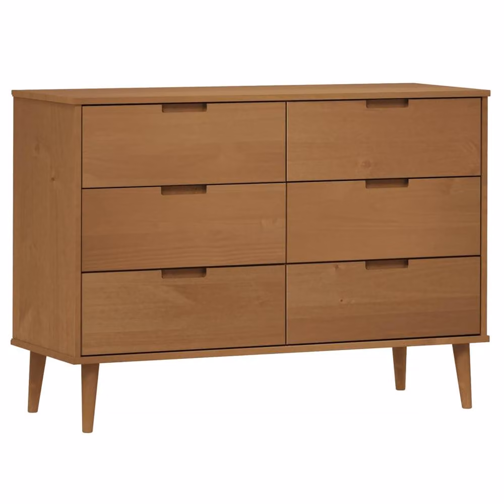 Berkfield Home MOLDE Drawer Cabinet in Brown Solid Pine Wood, W/D/H: 113 x 40 x 80 cm – 2