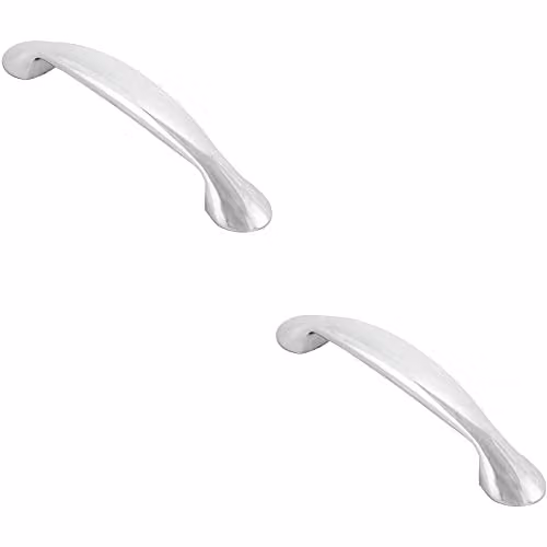 Loops 2 Pack Flared Bow Cabinet Pull Handles in Chrome, 165.5 x 23 mm with 128 mm Fixing Centres
