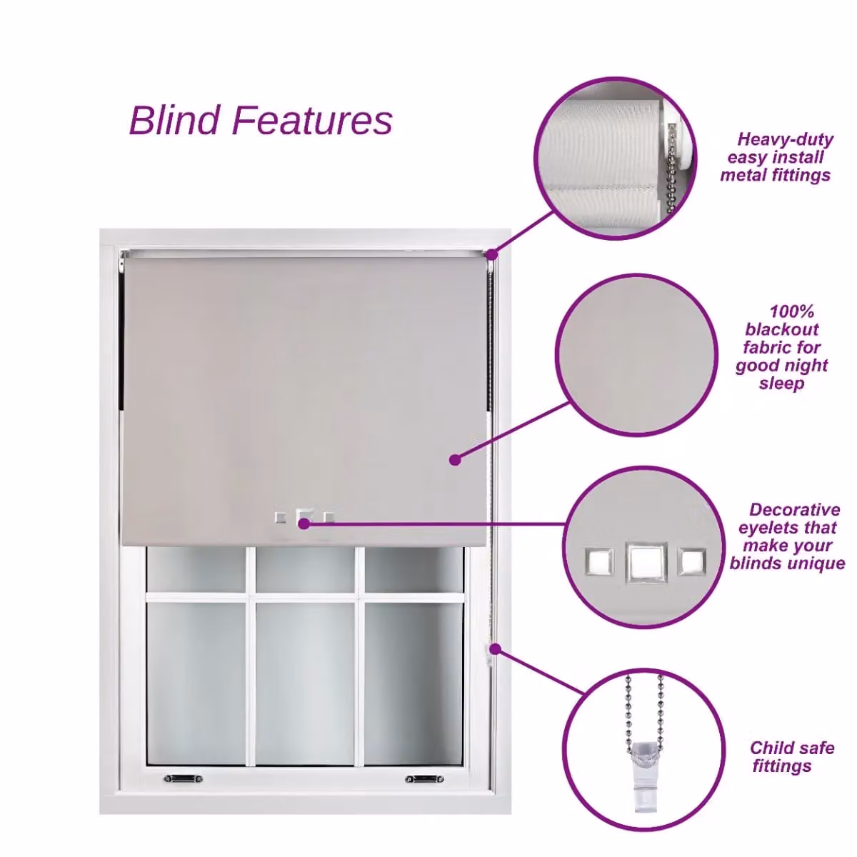 Furnished Black Blackout Roller Blinds with Chain Mechanism, Thermal Insulating and UV Resistant, Width: 105 cm, Height: 210 cm