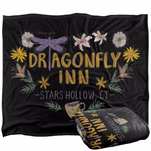 Warner Bros. Gilmore Girls Dragonfly Inn Chalk Floral Heart Super Soft Microfibre Throw Blanket, Multicolour, W: 152 cm, D: 127 cm