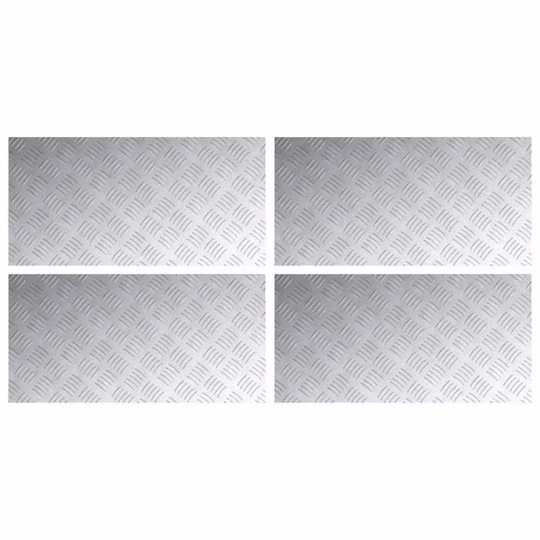 Berkfield Home Anti-Slip Aluminium Checker Plates, Silver, W: 80 cm, D: 40 cm, H: 0.128 cm, 4 Pieces