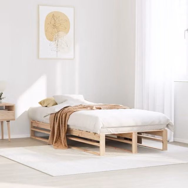 Berkfield Home Single Solid Wood Pine Bed Frame, Brown, W/D/H: 90 x 190 cm
