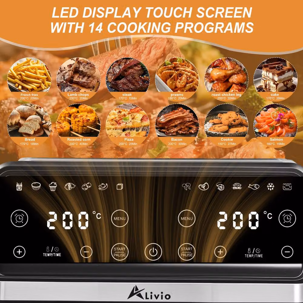 Alivio 9L Dual Basket Digital Air Fryer with 14 Presets and LED Touch Display, Black – 3