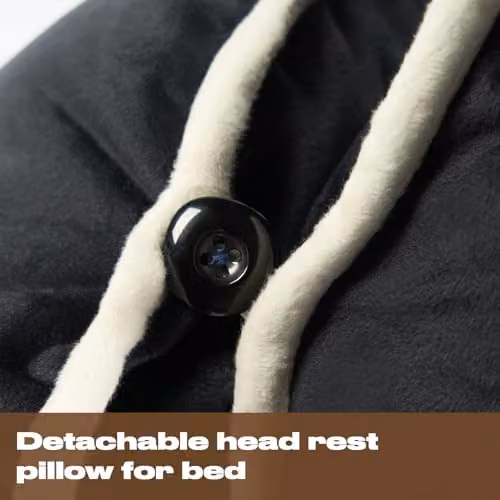 OHS Black Reading Pillow with Detachable Neck Roll and Back Support for Adults – 4