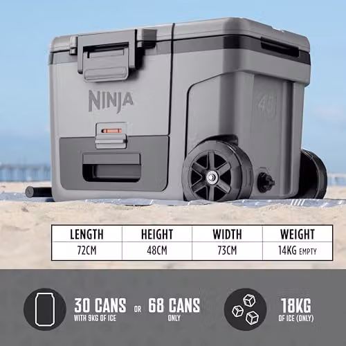 Ninja FrostVault Heavy-Duty Insulated Wheeled Cooler Box, Grey – 7