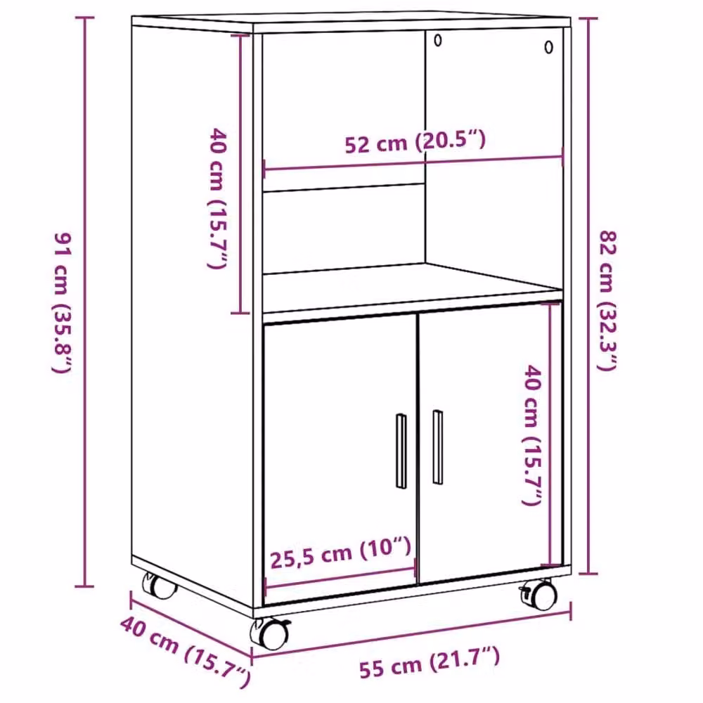 Berkfield Home Rolling Cabinet in Concrete Grey, W/D/H: 55 x 40 x 91 cm – 5
