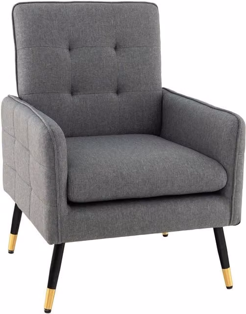 Costway Modern Upholstered Accent Armchair in Grey with Metal Frame