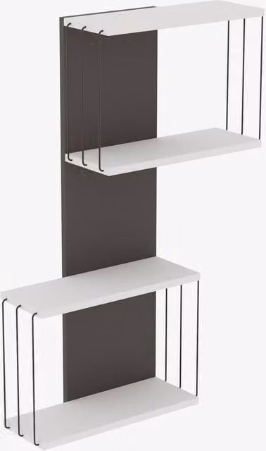 CALICOSY Wall Mounted Metal Shelf with 2 Niches in White, H: 96 cm, W: 48 cm, D: 19 cm – 1