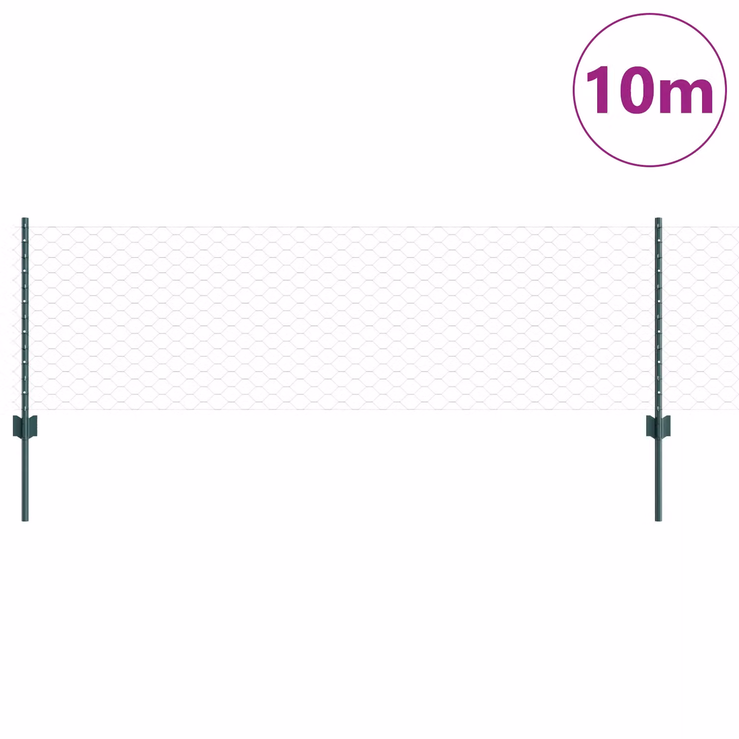 Berkfield Home Green Steel U-Channel Mesh Fence Posts, 11 Pieces, Height: 120 cm – 2