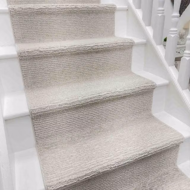 runrug Quin Stair Runner Carpet in Beige, W: 66 cm, L: 690 cm