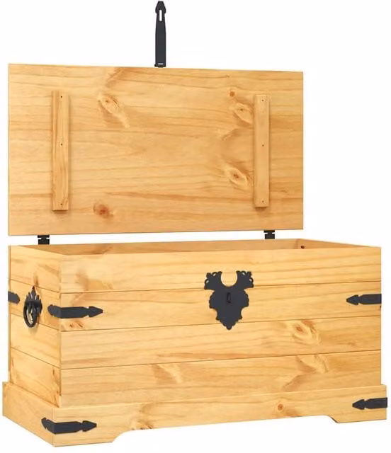 Berkfield Home Corona Range Mexican Pine Storage Chest in Tan, W: 91 cm, D: 49.5 cm, H: 47 cm