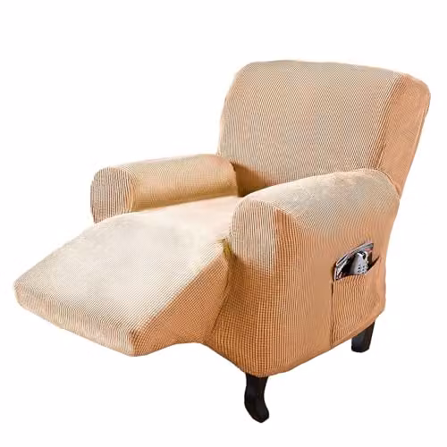 Coopers of Stortford Beige 4-Way Stretch Recliner Chair Cover with Side Pocket – 3