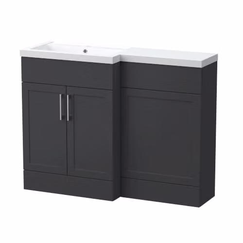 Balterley Pirehill Traditional Floor Standing 2 Door Vanity Basin WC Combination Unit in Anthracite Grey, W: 110 cm – 3