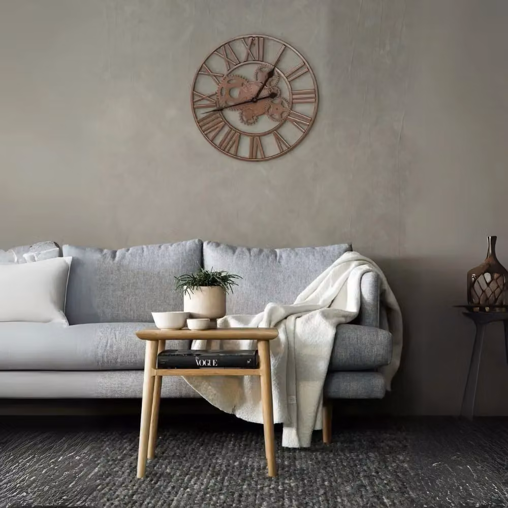 Marco Paul Modern Brown and Black Metal Skeleton Quartz Wall Clock, W/D/H: 35 x 35 x 1 cm – 5