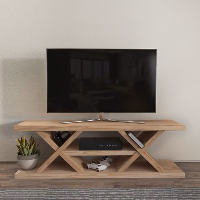 Decorotika Minimalist Walnut Wood TV Unit in Brown