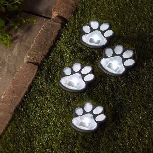 Garden Greatness 4 Pack Pet Paws Solar Stake Lights in Multicolour or Black