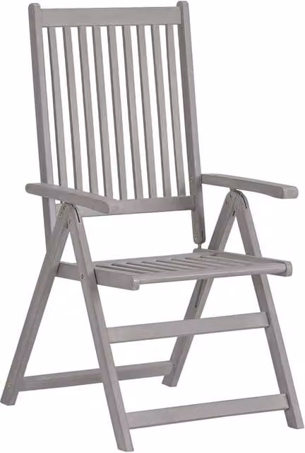Berkfield Home Set of 4 Grey Reclining Garden Chairs in Solid Acacia Wood