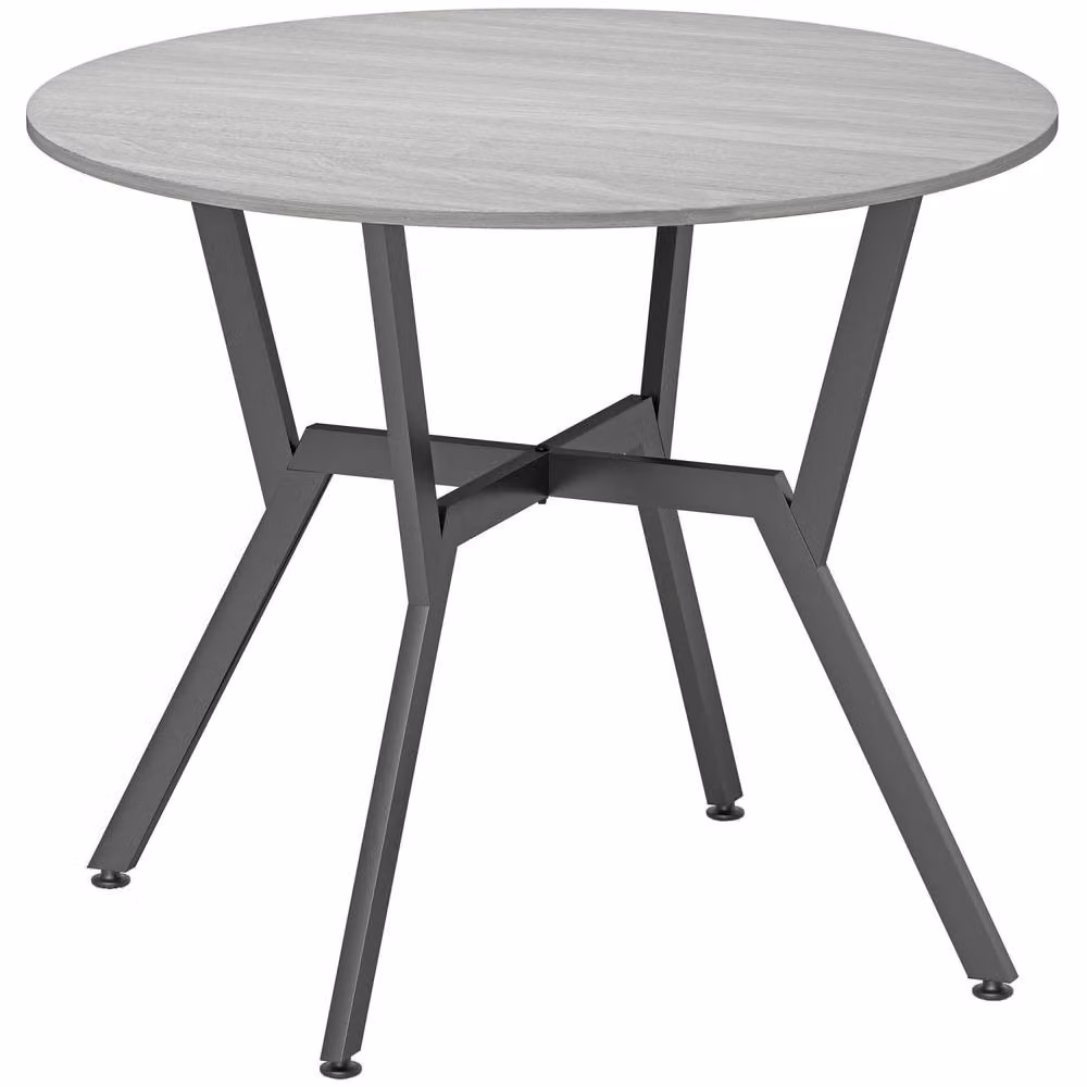 Wyld Haus Donato Round Dining Table in Grey with Black Metal Legs, Diameter: 90 cm – 2
